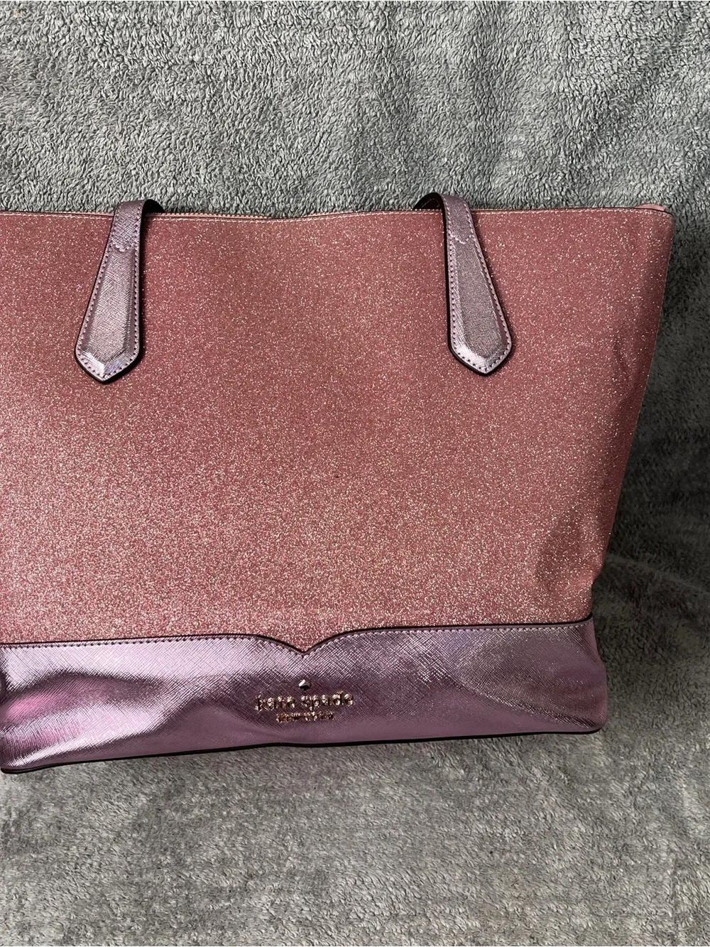 Kate Spade Pink Lola Glitter Tote Bag bling Barbie pink
